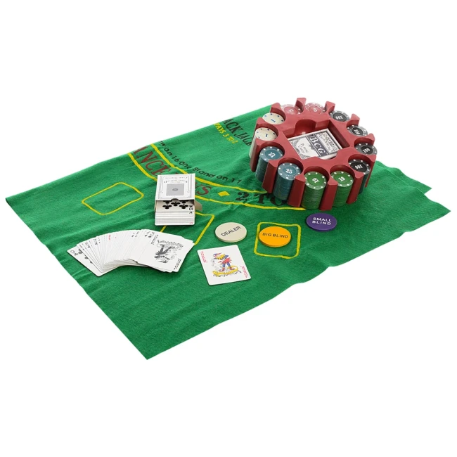 Набор для покера PO25544-4 (240 фишек - 5 номиналов, 2 колоды карт, сукно, коробка)