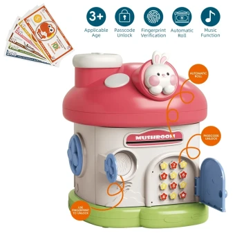 Детский сейф копилка Piggy Bank 11002 для купюр и монет, музыка, подсветка, пин-код, отпечаток пальца