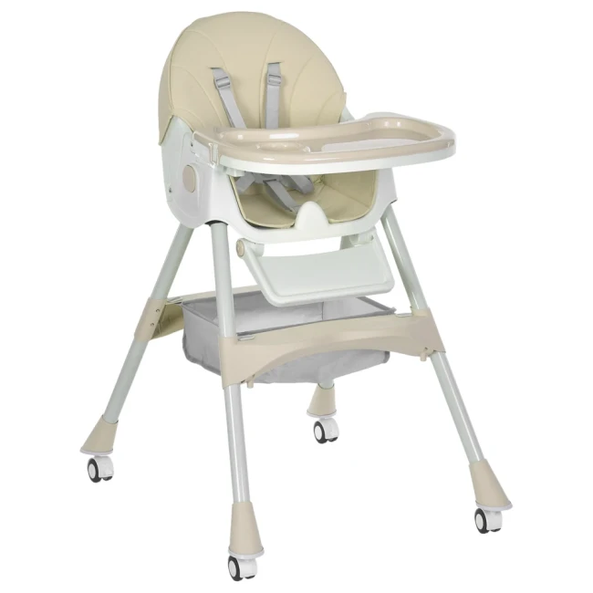 Стільчик для годування Bambi M 6302 Beige (знімний столик, підніжка, кошик, чохол)