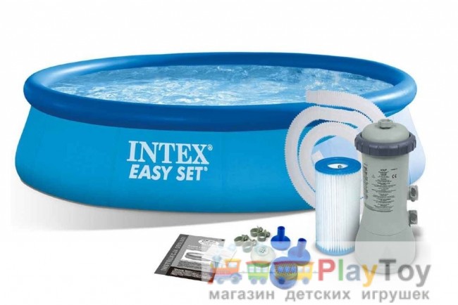 Сімейний надувний басейн Intex Easy Set (28142) круглий 396 х 84 см