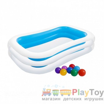 Детский бассейн Intex 56483-1 Семейный 262 х 175 х 56 см с шариками 10 шт Детский бассейн Intex 56483-1 Семейный 262 х 175 х 56 см с шариками 10 шт