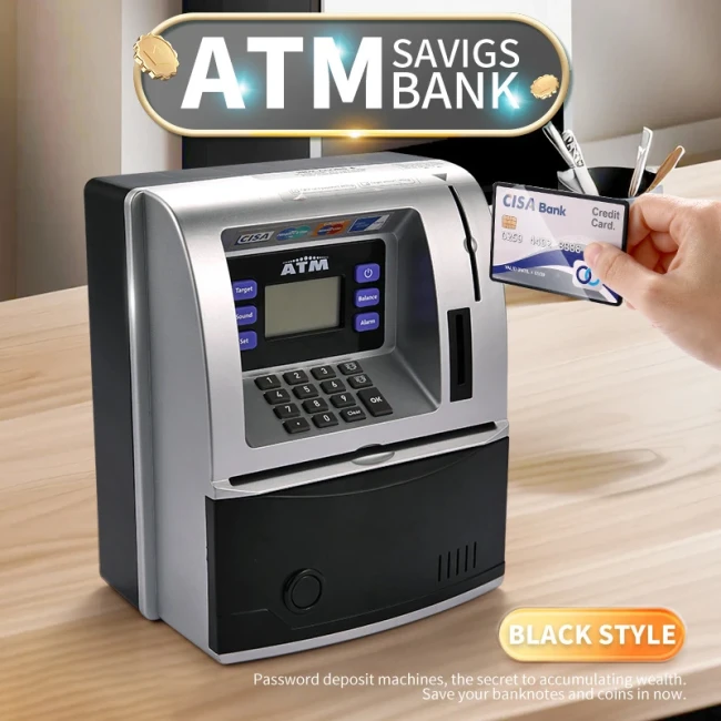 Детский сейф банкомат ATM 3681 с банковской картой, звук, выдача и прием наличных