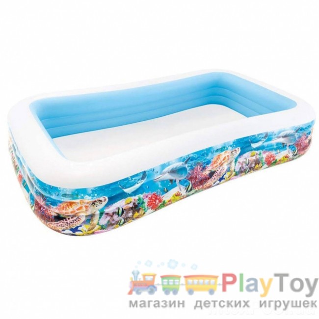 Дитячий надувний басейн Intex 58485-1 Тропічний риф 305 х 183 х 56 см із кульками 10 шт Дитячий надувний басейн Intex 58485-1 Тропічний риф 305 х 183 х 56 см із кульками 10 шт