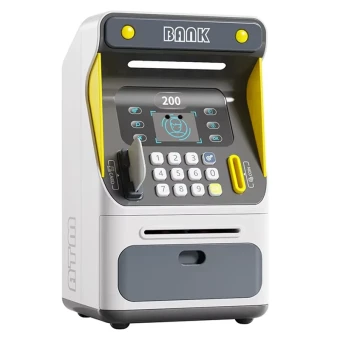 Детский сейф банкомат ATM 7012 A с банковской картой, звук, подсветка, выдача и прием наличных