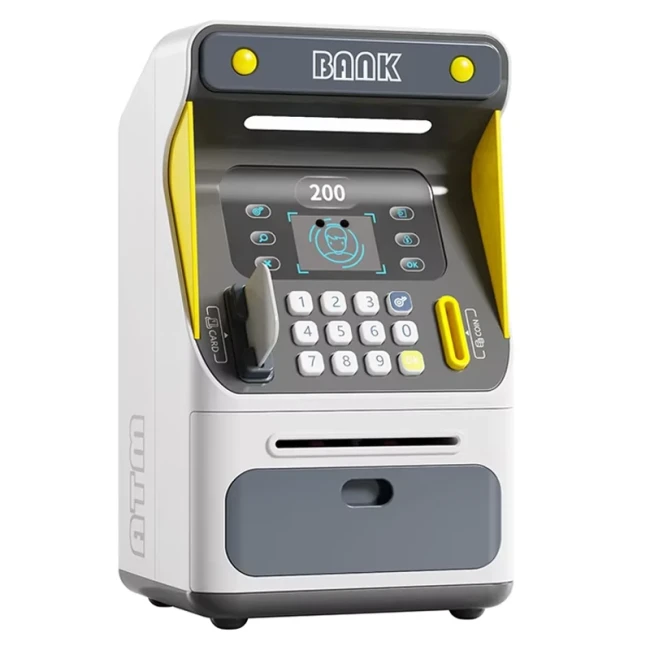 Детский сейф банкомат ATM 7012 A с банковской картой, звук, подсветка, выдача и прием наличных Детский сейф банкомат ATM 7012 A с банковской картой, звук, подсветка, выдача и прием наличных