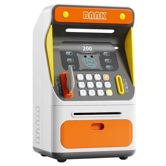 Детский сейф банкомат ATM 7012 A с банковской картой, звук, подсветка, выдача и прием наличных Детский сейф банкомат ATM 7012 A с банковской картой, звук, подсветка, выдача и прием наличных