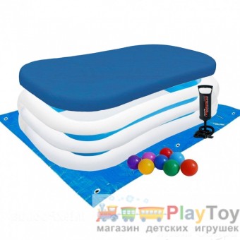 Детский бассейн Intex 56483-3 Семейный 262 х 175 х 56 см с шариками 10 шт подстилкой тентом насосом Детский бассейн Intex 56483-3 Семейный 262 х 175 х 56 см с шариками 10 шт подстилкой тентом насосом