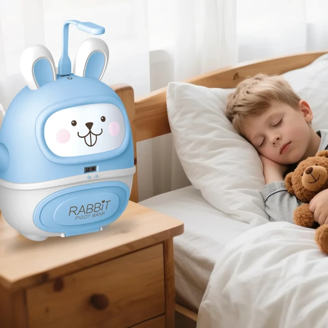 Детский сейф копилка Piggy Bank 8100-1 для купюр и монет, музыка, подсветка, USB-лампа, USB-вентилятор