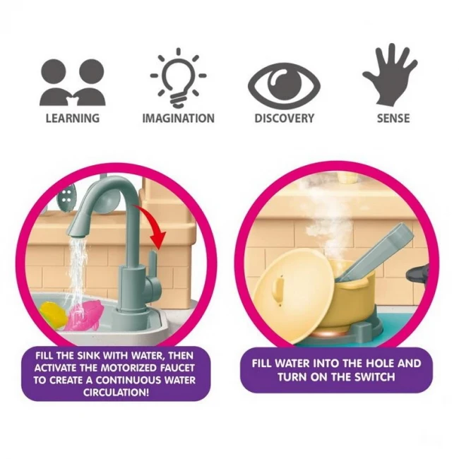 Дитяча кухня Modern Kitchen 922-165 (висота 80 см, світло, звук, вода, парогенератор)