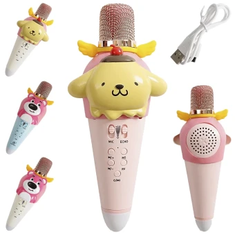 Детский микрофон караоке GMJ 9808 (9807) Bluetooth, динамик, подсветка, смена голоса, аккумулятор