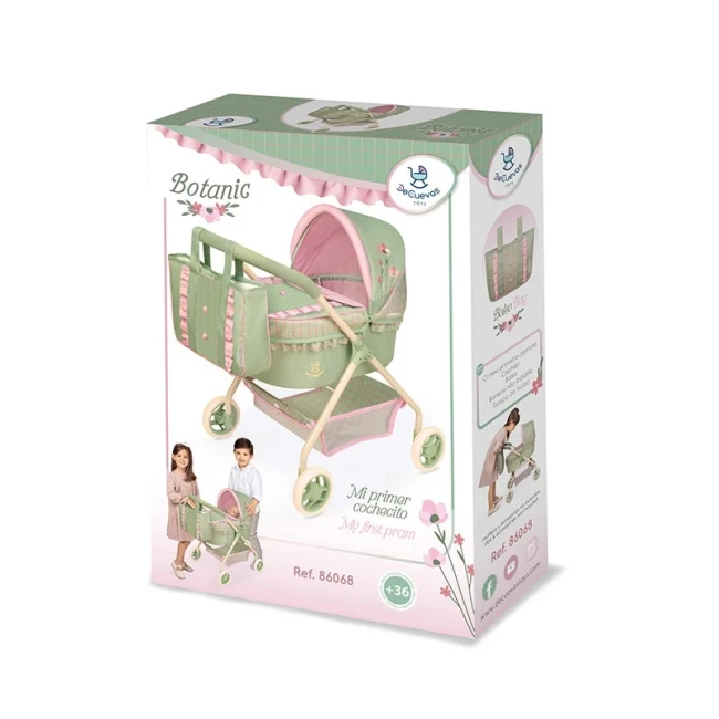 Коляска для кукол DeCuevas 86068 Botanic (классическая, корзинка, сумка)