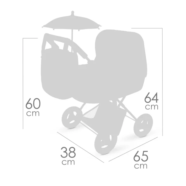 Коляска для кукол DeCuevas 85070 Honey (классическая, корзинка, зонтик, сумка)