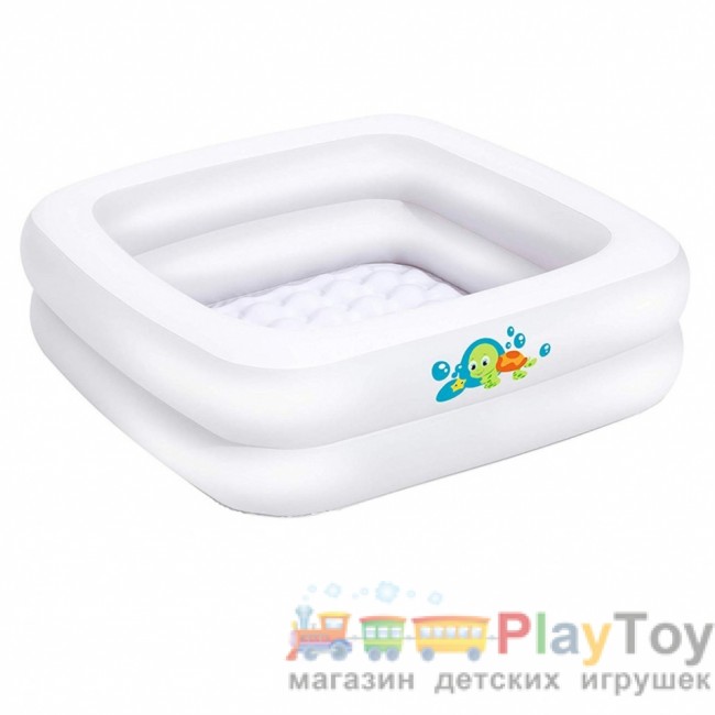 Детский надувной бассейн Bestway 51116-2 белый 86 х 86 х 25 см с шариками 10 шт подстилкой насосом