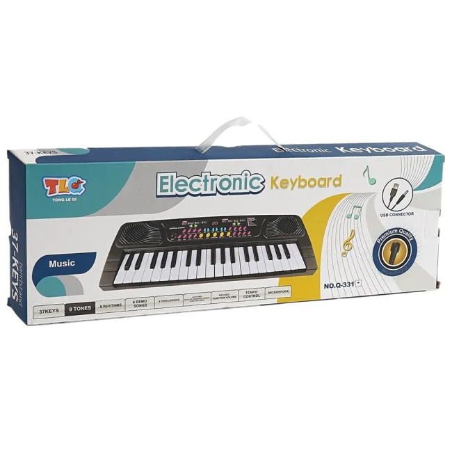 Детский синтезатор Q 331 (37 клавиш, микрофон, запись, на батарейках)