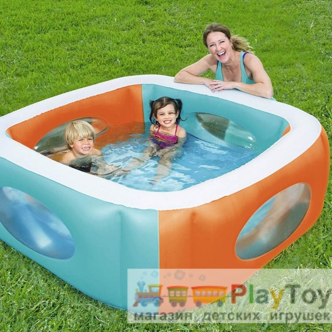 Детский надувной бассейн Bestway 51132 168 х 168 х 56 см с окошками
