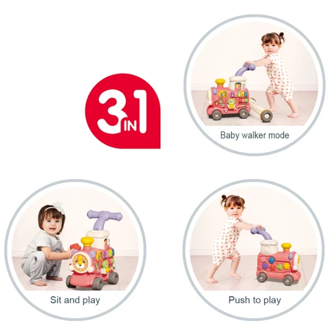Ходунки детские Baby Walker 6063 Поезд 3в1 (игровая панель, музыка, свет, парогенератор, часы) Ходунки детские Baby Walker 6063 Поезд 3в1 (игровая панель, музыка, свет, парогенератор, часы)