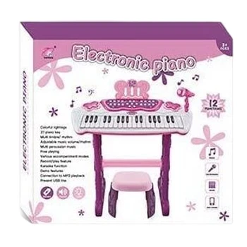 Детское пианино Electronic Piano 883 B со стульчиком (микрофон, запись, подсветка, на батарейках)