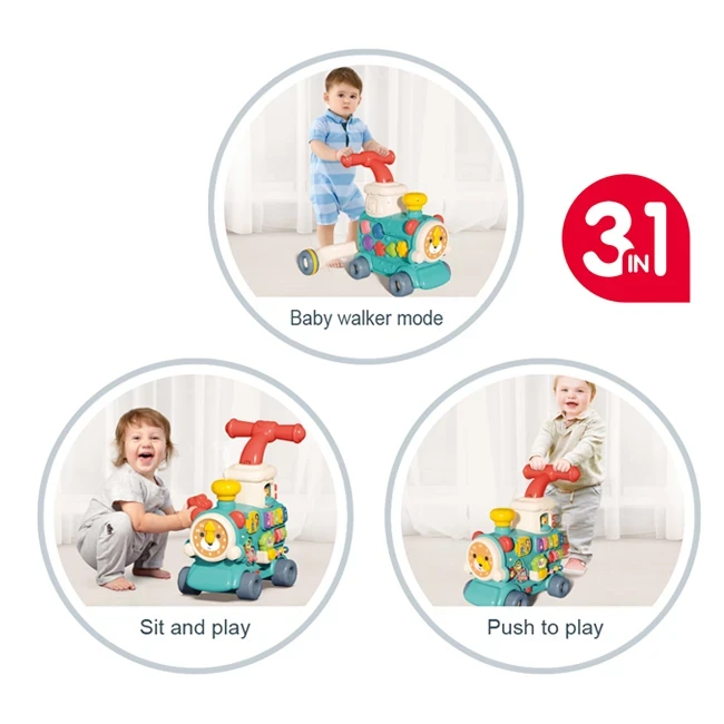 Ходунки детские Baby Walker 6062 Поезд 3в1 (игровая панель, музыка, свет, парогенератор, часы) Ходунки детские Baby Walker 6062 Поезд 3в1 (игровая панель, музыка, свет, парогенератор, часы)