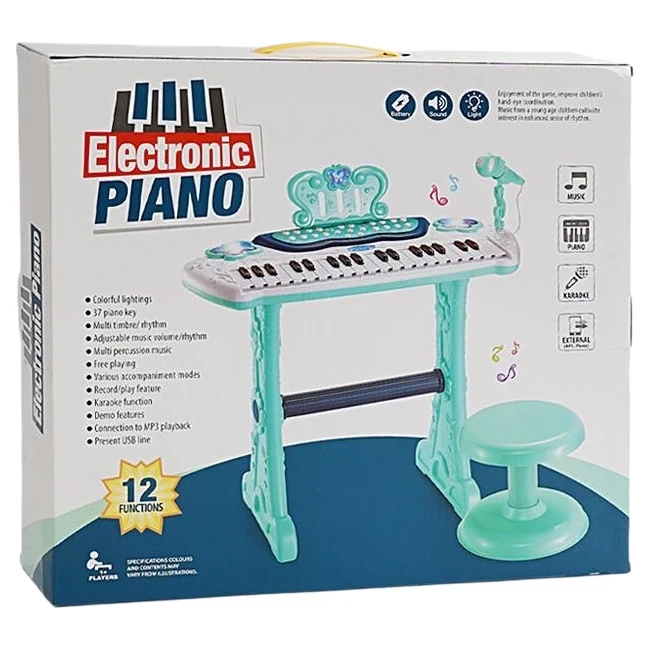 Детское пианино Electronic Piano 883 F со стульчиком (микрофон, запись, подсветка, на батарейках) Детское пианино Electronic Piano 883 F со стульчиком (микрофон, запись, подсветка, на батарейках)