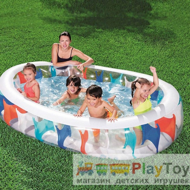 Детский надувной бассейн BestWay 54066 229 х 152 х 51 см бело-красный Детский надувной бассейн BestWay 54066 229 х 152 х 51 см бело-красный