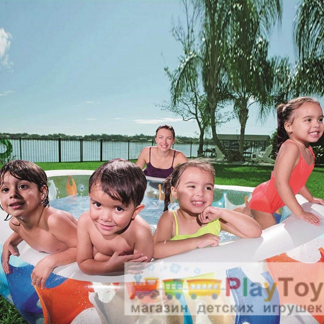 Детский надувной бассейн BestWay 54066 229 х 152 х 51 см бело-красный Детский надувной бассейн BestWay 54066 229 х 152 х 51 см бело-красный