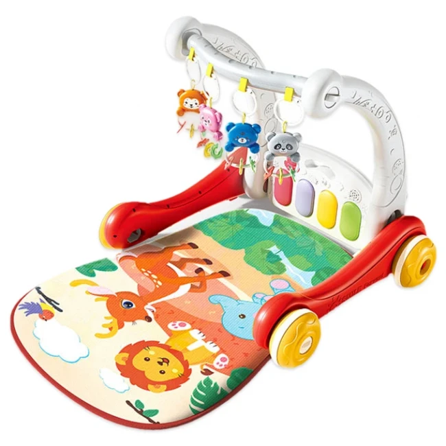 Ходунки-каталка коврик Rack & Walker 977-979 2 в 1 (подсветка, мелодии, пальчиковые игры, пианино)