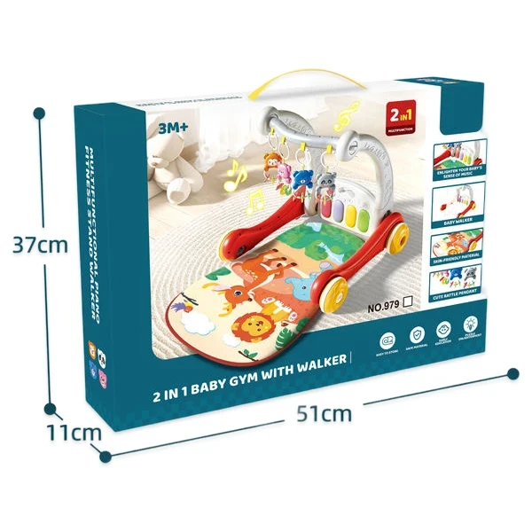 Ходунки-каталка коврик Rack & Walker 977-979 2 в 1 (подсветка, мелодии, пальчиковые игры, пианино)