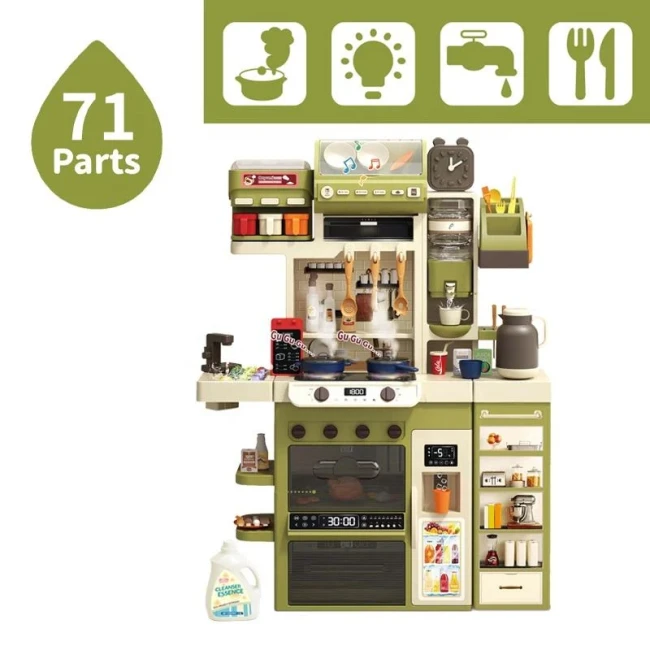 Дитяча кухня Kitchen WY 512-1 A (висота 122 см, 71 елемент, світло, звук, вода, кулер, холодильник)