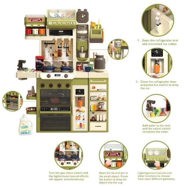 Дитяча кухня Kitchen WY 512-1 A (висота 122 см, 71 елемент, світло, звук, вода, кулер, холодильник)