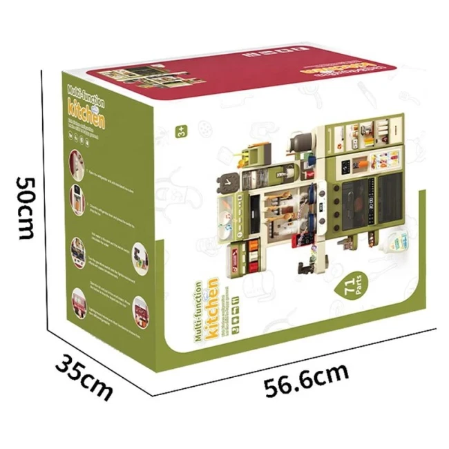 Дитяча кухня Kitchen WY 512-1 A (висота 122 см, 71 елемент, світло, звук, вода, кулер, холодильник)