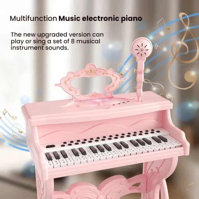 Детское пианино Piano MSS 016 со стульчиком (микрофон, запись, подсветка, USB, от сети/батареек) Детское пианино Piano MSS 016 со стульчиком (микрофон, запись, подсветка, USB, от сети/батареек)