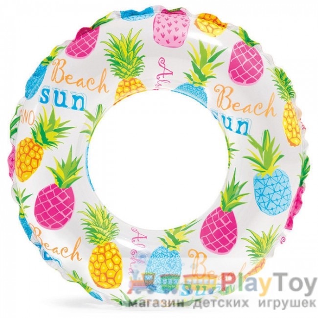 Дитячий надувний басейн Intex 59469 Ананас 132 х 28 см з м'ячем та колом