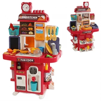 Детская кухня + супермаркет Kitchen&Shop L 666-88 (высота 77 см, свет, звук, вода, парогенератор, кулер, холодильник)