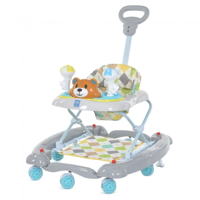 Ходунки для малюка Bambi M 3656A-S-4 3 в 1 (гойдалка, батьківська ручка, музика, підсвічування, пальчикові ігри)