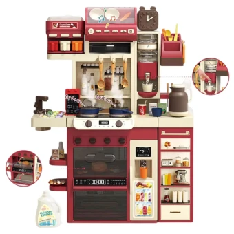 Детская кухня Kitchen WY 511-1 A (высота 122 см, 71 элемент, свет, звук, вода, кулер, холодильник)