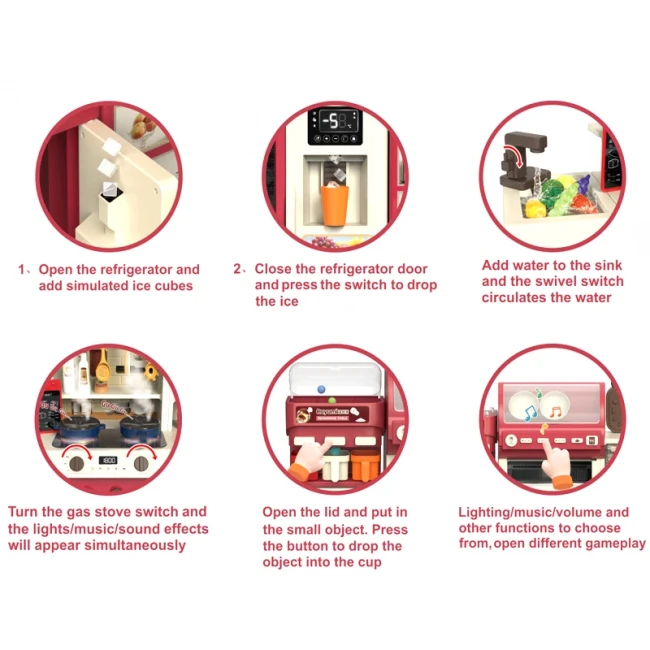 Дитяча кухня Kitchen WY 511-1 A (висота 122 см, 71 елемент, світло, звук, вода, кулер, холодильник)