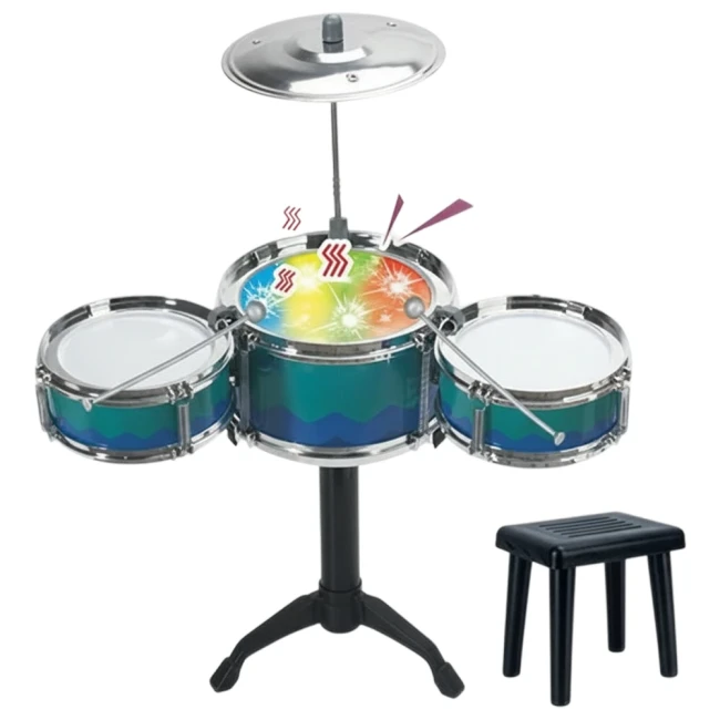 Детская барабанная установка Jazz Drum D 992-2 со стулом, подсветка Детская барабанная установка Jazz Drum D 992-2 со стулом, подсветка