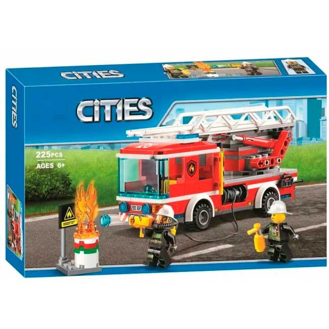 Конструктор "Cities" (10828) Пожежна вантажівка зі сходами, 225 деталей - Аналог City (Сіті) 60107