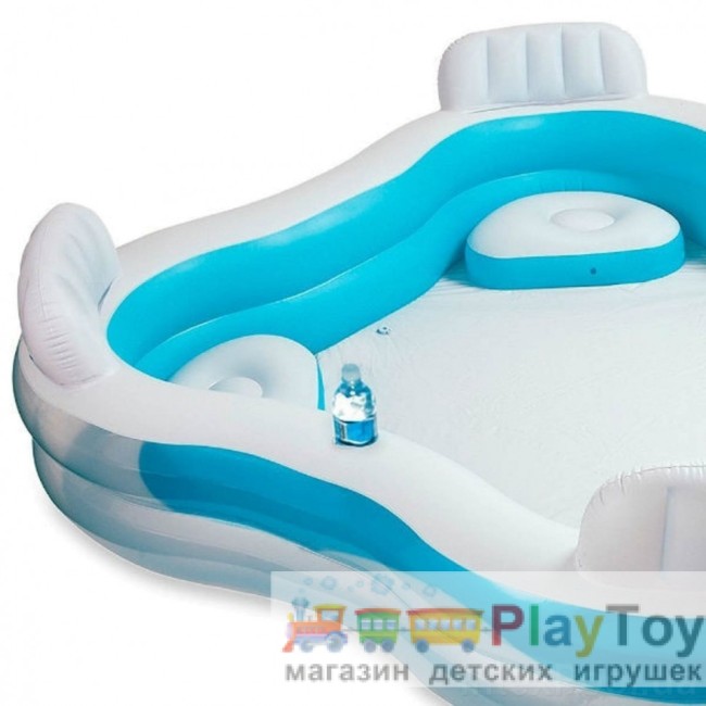 Дитячий надувний басейн Intex 56475-2 229 х 229 х 66 см із кульками 10 шт підстилкою насосом