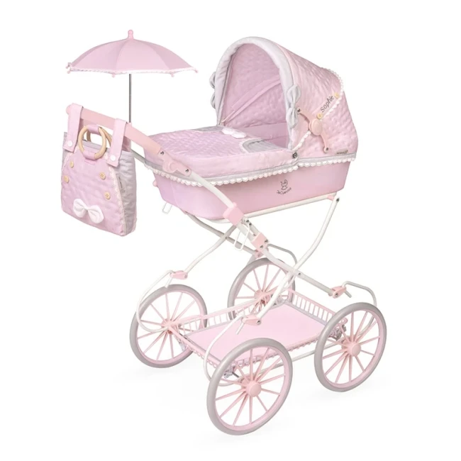 Коляска для кукол DeCuevas 81075 Sophie (классическая, корзинка, сумка, зонтик)