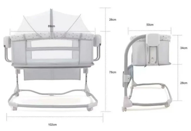 Ліжечко-люлька Mastela 8602 3 в 1 (приставне, укачування, музика, USB, Bluetooth, таймер)