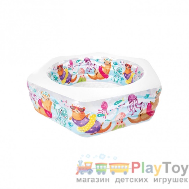 Дитячий надувний басейн Intex 56493-1 Океанський Риф 191 х 178 х 61 см із кульками 10 шт