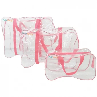 Набор прозрачных сумок в роддом (красный)