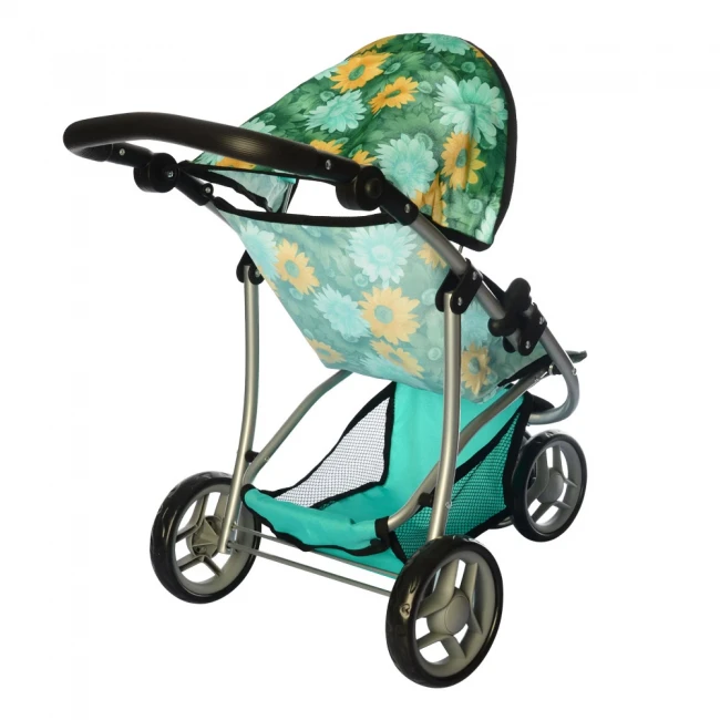 Коляска для ляльок Melogo 9671 зелена (прогулянкова, кошик)