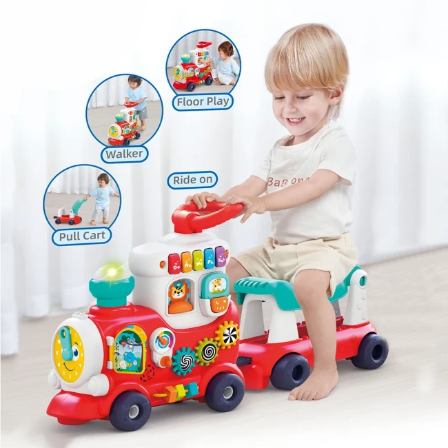 Ходунки-каталка детские Hola HE8990-HE8990B Поезд 4в1 (игры, музыка, свет, часы)